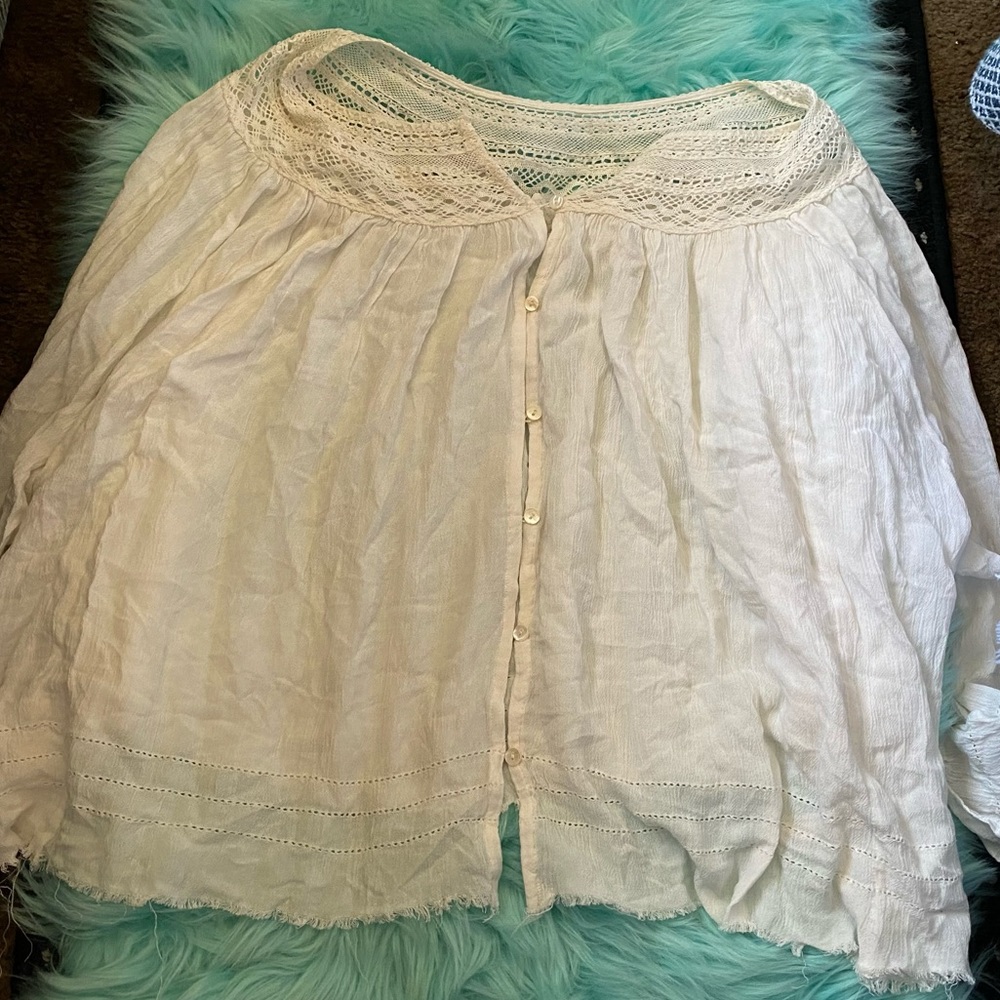 Free People Cream Blouse flowey boho beachy